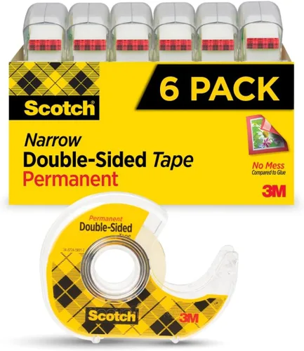 Scotch Cinta adhesiva permanente de doble cara, suministros para hacer tarjetas y álbumes de recortes navideños, alternativa a la cinta de regalo