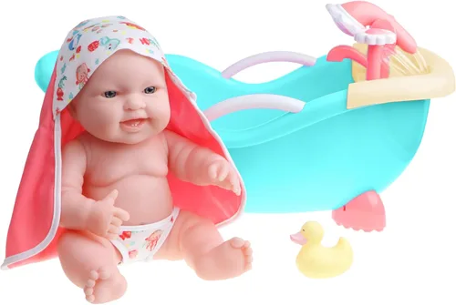 Miniatura 8 de JC Toys - Cuna mecedora y accesorios para muñeca, perfectos para pequeños Juego de baño azul/rosa