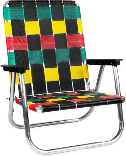 Miniatura 7 de Silla de césped USA plegable de aluminio para patio al aire libre Sillas con correas resistentes para camping, deportes, playa, jardín