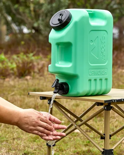 Miniatura 4 de UPWOIGH Jarra de agua de 3.5 galones, contenedor de agua a prueba de fugas verde bosque con espita, talla frontal moderna inspirada
