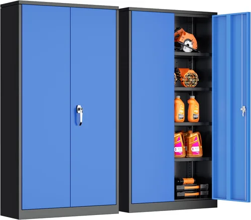 Miniatura 25 de INTERGREAT Armario de almacenamiento de metal con cerradura, gabinete de almacenamiento de metal con cerradura de 72 pulgadas de alto con puertas