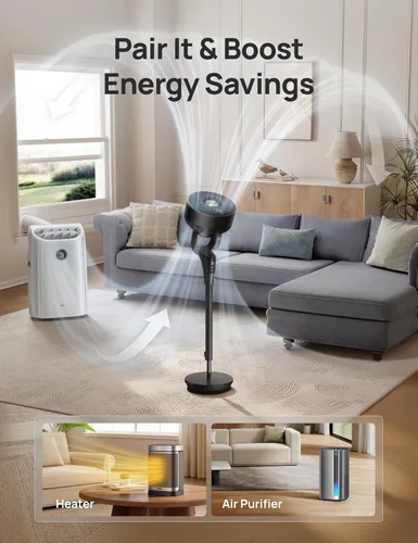 Miniatura 7 de DREO Ventilador para dormitorio, actualizado 2026, flujo de aire de 90 pies, ventilador silencioso de 20 dB, ventilador de pie oscilante de 90°