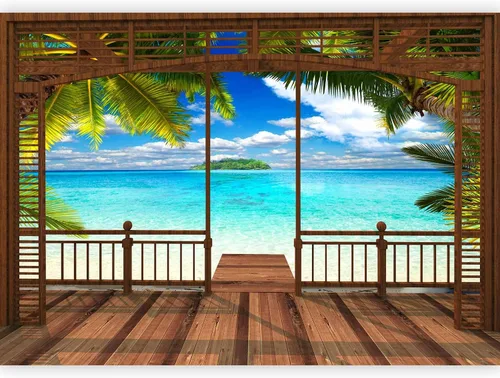 Miniatura 12 de artgeist Mural de pared prémium Isla tropical, 79 x 55 pulgadas, papel tapiz no tejido, decoración de pared de forro polar, impresión fotográfica