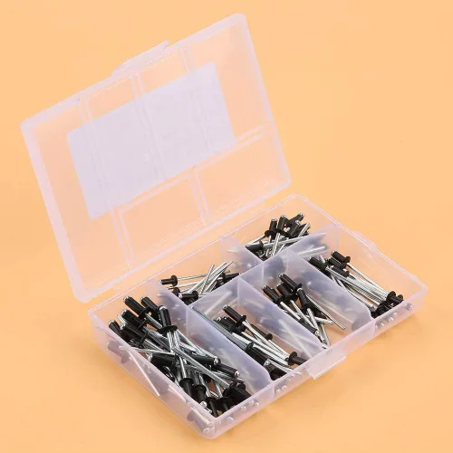 Miniatura 8 de Remaches de aluminio negro, retenedor de remache de sujeción de tornillo negro, 120 piezas M2.4 / M3.0 / M3.2 / M4 Kit de remaches ciegos