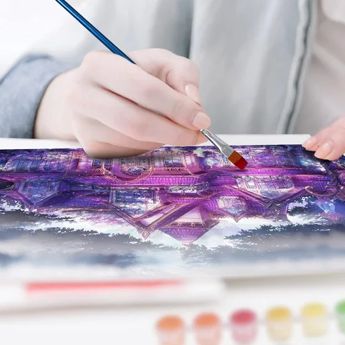 Miniatura 5 de CAYUDEN Pintura por números para niños, 16 x 20 pulgadas, pinturas acrílicas de castillo por números para niños principiantes, kit de pintura