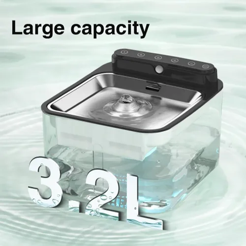 Miniatura 5 de Fuente de agua inalámbrica para gatos, funciona con pilas, fuentes de agua para gatos en interiores, bomba extraíble de 108 oz/3.2 L, sensor