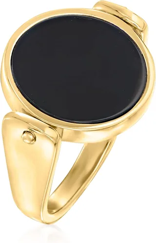 Miniatura 5 de Ross-Simons Anillo de ónix negro italiano y lapislázuli en oro de 18 quilates sobre ley, Piedra preciosa, lapislázuli