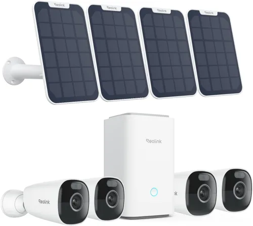 REOLINK Cámaras de seguridad 4K Sistema inalámbrico para exteriores, almacenamiento local cifrado de 1 año, visión nocturna a color, Wi-Fi de