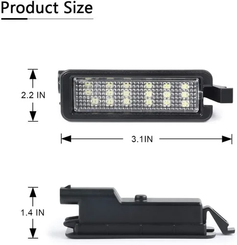 Miniatura 4 de Gempro Lámparas LED para placa de matrícula para Dodge Charger Challenger Pacifica Jeep Compass Chrysler 300 2015-2022, 6000 K, blanco, 1 unidad