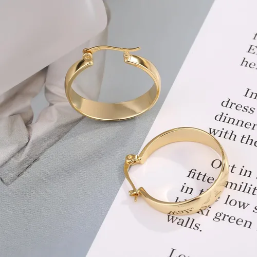 Miniatura 6 de ToHeart Aretes de aro de oro de 14 quilates para mujer, aretes de aro rectangulares chapados en oro pequeños