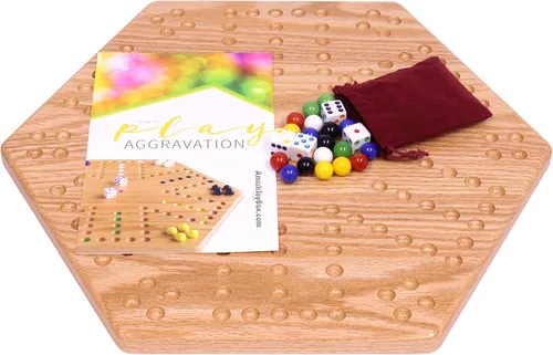 Miniatura 5 de Juego de mesa Aggravation (Wahoo), con tablero de madera maciza de roble, doble cara, 16" de ancho