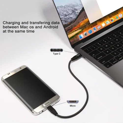 Miniatura 4 de Fasgear Cable USB C a Micro USB de 1m de Nylon Trenzado Tipo C a Micro USB Compatible con Galaxy S7/S6, HTC One/10 y Más (Negro, 3ft)
