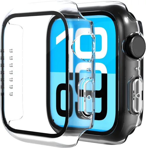 Miniatura 13 de Paquete de 2 fundas de vidrio templado compatibles con Apple Watch, protector de pantalla de policarbonato duro, protección general ligera contra
