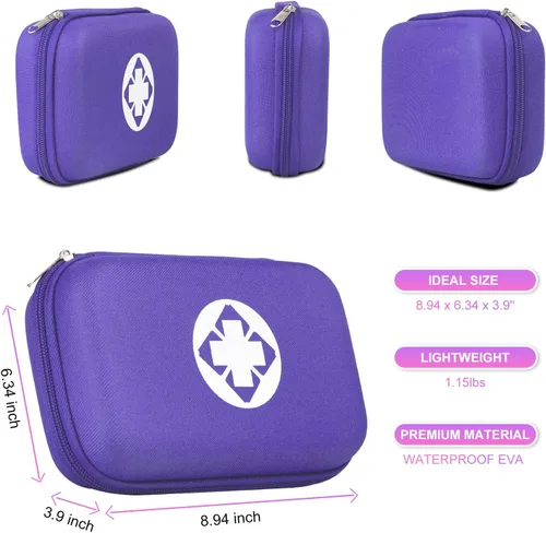 Miniatura 6 de Kit de Primeros Auxilios de Supervivencia para Coche-Hogar Kit de Emergencia - Morado 273 Piezas Equipo Suministros de Viaje Set de Primeros