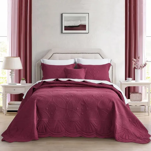 DaisyHuang Colcha de gran tamaño, funda de cama tamaño King, juego de colcha moderno y contemporáneo, costuras reales, reversible, ligero, 5 piezas,