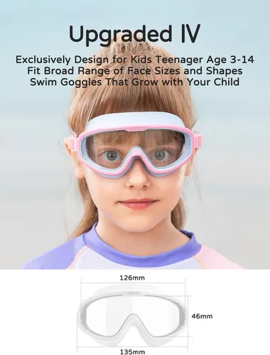 Miniatura 5 de COPOZZ Gafas de natación para niños de 8 a 12 años, visión amplia para jóvenes, antiniebla, sin fugas, gafas de natación transparentes para niños
