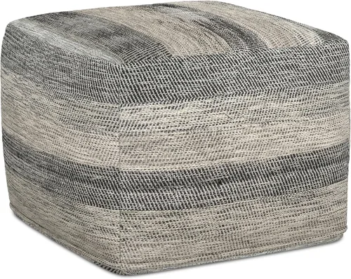 Miniatura 11 de SIMPLIHOME Macie Boho - Puf cuadrado tejido para exteriores/interiores en poliéster PET reciclado gris y blanco para sala de estar, dormitorio