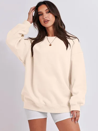 Miniatura 5 de ANRABESS Sudadera de gran tamaño para mujer, de forro polar, manga larga, cuello redondo, informal, para otoño 2023, ropa de moda