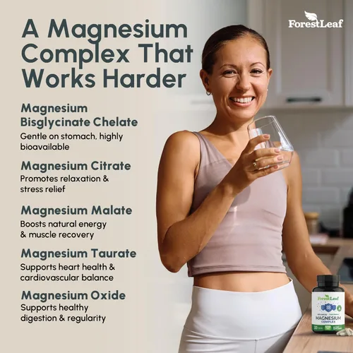 Miniatura 2 de ForestLeaf Complejo de magnesio 500mg - 500mg cápsulas - suplemento 500 mg - para el sueño, estreñimiento - suplemento para mujeres (120 unidades)