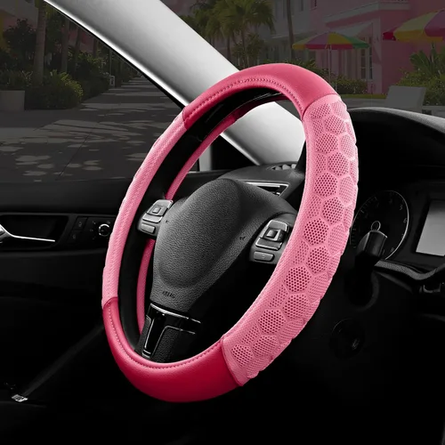 Miniatura 12 de PIC AUTO Funda de volante de masaje, protector de volante de automóvil de cuero con material de patrón de fútbol menta, accesorios