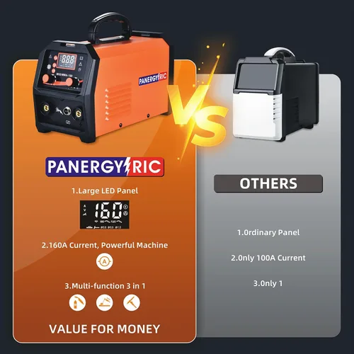 Miniatura 5 de Soldador MIG de 160A, 110V/220V Voltaje Dual 3 en 1 Soldador de Núcleo Fundente Soldador MIG sin Gas/TIG con Elevación/Electrodo Pantalla Digital