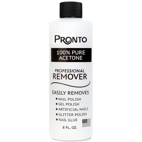 Pronto - Acetona 100 % pura, removedor de esmalte de uñas rápido y profesional, para uñas naturales, gel, acrílicas, esculpidas (8 onzas líquidas)