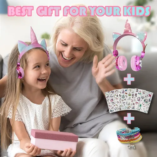 Miniatura 5 de SVYHUOK Auriculares inalámbricos de oreja de gato para niños con micrófono, auriculares Bluetooth sobre la oreja para la escuela, teléfonos