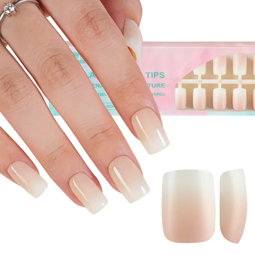 Miniatura 30 de Misssix Puntas de uñas de gel francesas negras, 240 piezas de puntas francesas de uñas postizas largas cuadradas, no es necesario limar, puntas 3