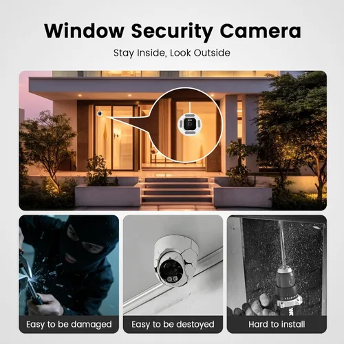 Miniatura 4 de Cámara de seguridad de ventana 2K, monitoreo doméstico interior de 3MP, Wi-Fi 2.4GHz/5GHz, visión nocturna a todo color, detección de personas