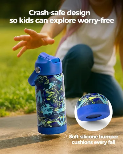 Miniatura 3 de Botella de Agua Choco Mocha para Niños para la Escuela, Botella de Agua Aislada para Niños de Acero Inoxidable para Niños, 14 Oz Camión Monstruo