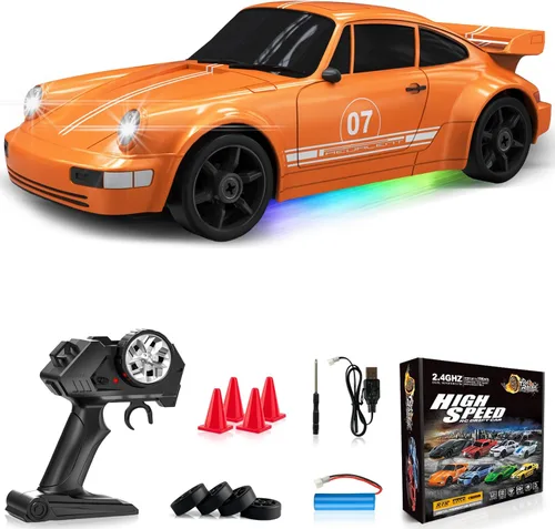 Miniatura 10 de Coche RC de Deriva 1:24 Coche de Control Remoto 4WD 24KM/H Coche de Carreras Deportivas de Alta Velocidad con Luces LED Juguetes de Coches RC