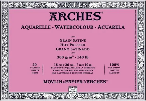 Miniatura 29 de Bloque de papel acuarela Arches, prensado en frío, 8" x 10", 140 libras