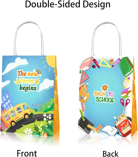 Miniatura 3 de CRAWPROP 12 bolsas de regalo para el regreso a clases, suministros de fiesta, bolsas de envoltura para el primer día de escuela, decoración