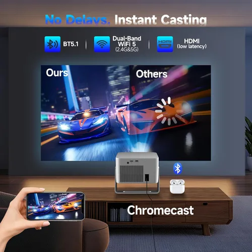 Miniatura 5 de Magcubic Proyector inteligente 4K, proyector portátil con WiFi y Bluetooth, TV Stick integrado, enfoque automático y evitación de obstáculos, 650