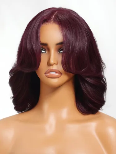 Miniatura 24 de Nadula Peluca Bob Recta Yaki Degradado Marrón Castaño con Cordón de Cabello Humano - Sin Pegamento Precortada 13X4 HD Pre Todo Peluca Frontal