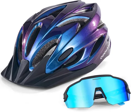 Miniatura 7 de Odoland Conjunto de casco de bicicleta para adultos y lentes de sol de ciclismo para hombres y mujeres, casco de bicicleta certificado de seguridad