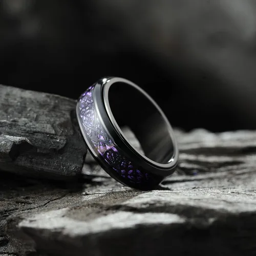 Miniatura 2 de King Will Anillo giratorio de acero inoxidable 316L para hombres y mujeres, 0.315 in de dragón/nudo celta, anillo para ansiedad para aliviar