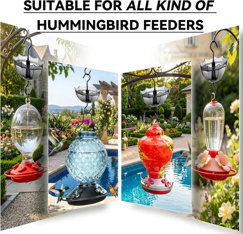 Miniatura 7 de Foso de hormigas para comedero de colibríes, 5 onzas, paquete de 4, protector de hormigas negro con gran capacidad