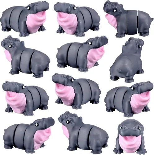 Miniatura 26 de Honoson 12 piezas de animales impresos en 3D 3D mini animales flexibles y articulados pequeños para aliviar el estrés de mascotas, para adultos