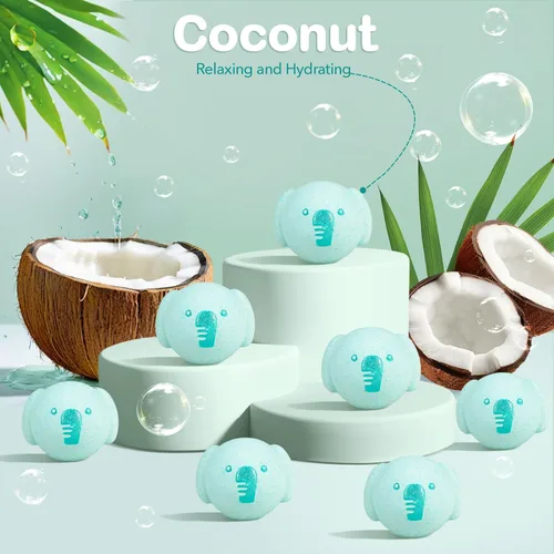 Miniatura 3 de SHUCHING 14 bombas de baño de elefante azul para niños, bolas de baño de burbujas orgánicas de animales, juego de regalos de cumpleaños para niños