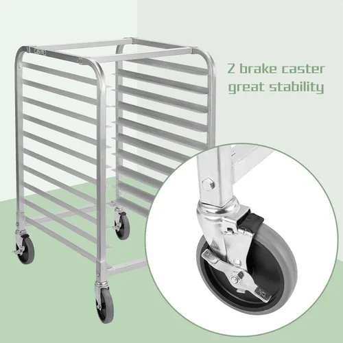 Miniatura 5 de HALLY SINKS & TABLES H Estante para panecillos de 10 niveles con ruedas, estante comercial de aluminio para panadería completa y media hoja, cocina