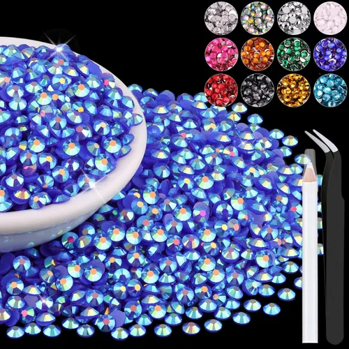 Miniatura 29 de 12000 diamantes de imitación de resina de 0.079 pulgadas a granel para manualidades (transparente), cristales deslumbrantes con parte trasera plana