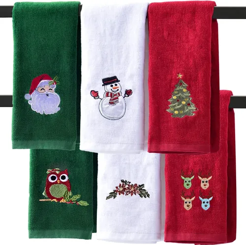 Miniatura 8 de Toallas de mano navideñas para baño, 16 x 25 pulgadas, paquete de 3 toallas de cocina 100% algodón súper suaves y absorbentes, para vacaciones