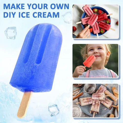 Miniatura 6 de 10 Cavity Silicone Popsicle Molds with 50 Sticks, BPA Free (10 Cavties-Blue)