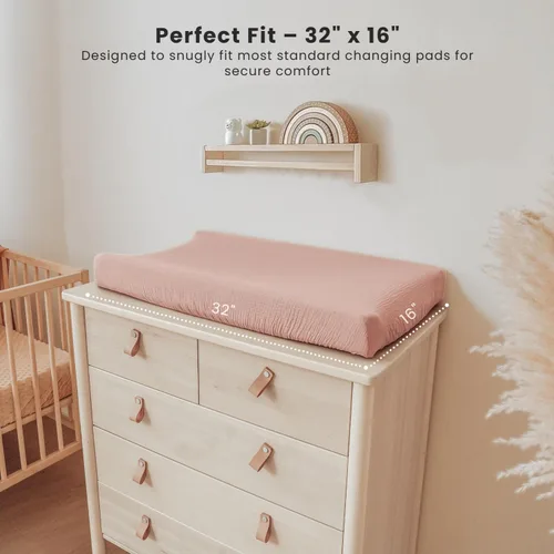 Miniatura 4 de Konssy Funda para Cambiador de Muselina para Bebés Niñas y Niños, 100% Algodón Fundas Ajustadas para Mesa de Cambio de Pañales, Sábanas de Cambiador