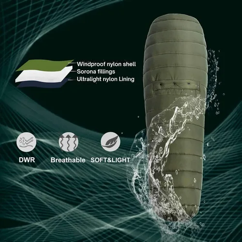 Miniatura 3 de Onewind Colcha Superior para Hamaca con Caja para Pies, Edredón Ligero y Portátil para Dormir, Saco de Dormir para Camping para Mochilero y De Verde