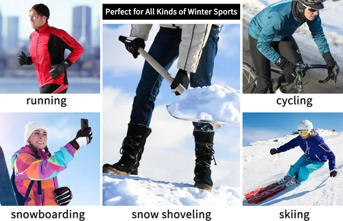 Miniatura 7 de Achiou Guantes de esquí para hombres y mujeres, impermeables, aislados, guantes de snowboard para pantalla táctil de invierno para -30 clima frío