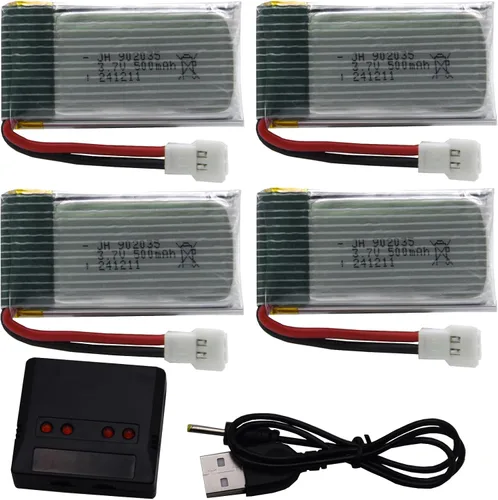 Miniatura 5 de Blomiky Paquete de 4 baterías de 3.7 V 500 mAh 1.85 Wh 25C MX2..0 Plug Lipo batería y caja de tablero adecuado para Q9S Syma X5C X5 RC Quadcopter