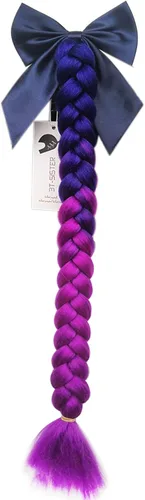 Miniatura 7 de Casco de coletas degradadas con rampa de trenzas para cola de caballo con ventosa con lazo o rosa para moto, 1 unidad de 24 pulgadas, muchos