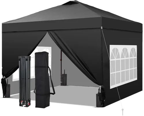 Miniatura 29 de GDY 10x10FT Pop-Up Canopy Tent — with 4-Side Walls & Vented Top, Portable Outdoor Event Tent for Garden, Poolside, Parks, Parties,Camping, White.